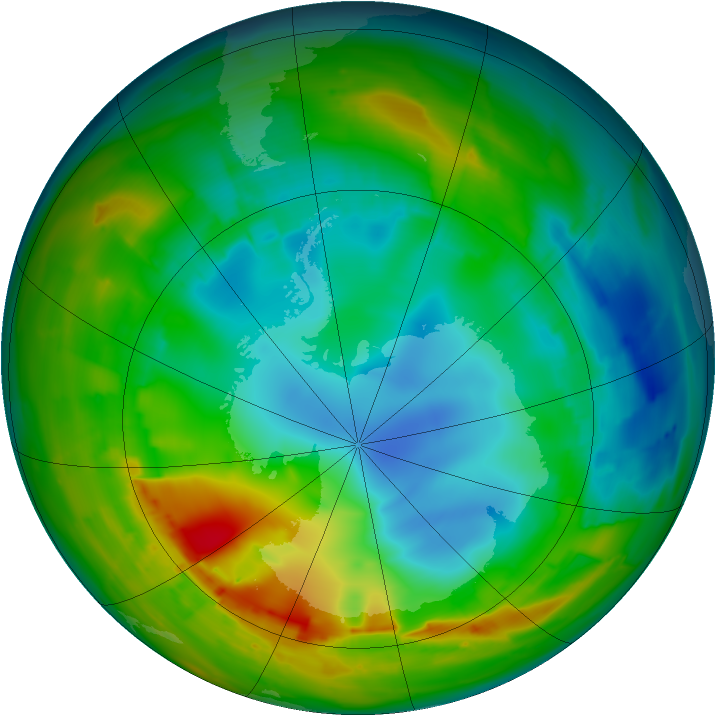 Antarctic ozone map for 03 August 2010